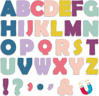 Qyeahkj 103 Pcs Glitter Silver Magnetic Letters - 2'' Alphabet Letters Kit for Classroom, Whiteboard, Fridge, Teachers & Preschool Learning