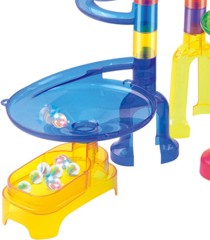 JOYIN 150Pcs Glowing Marble Run- Construction Building Blocks Toys with 5 Glow in The Dark Glass Marbles, STEM Educational Building Block Toy, Birthday Gifts, Easter Basket Stuffers