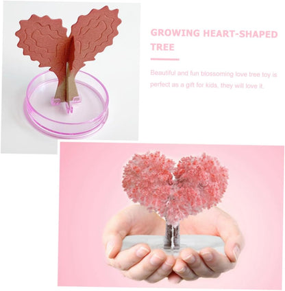 Vaguelly 2sets Valentine's Day Love Tree Toys Heart Shaped Crystals Growing Kit DIY Paper Tree Ornaments for Boys and Girls