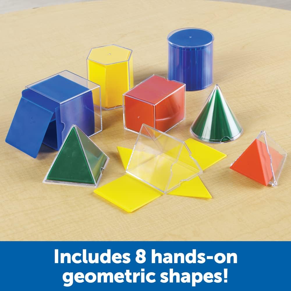 Learning Resources Folding Geometric Shapes Set - Classroom Must Haves, Teacher Supplies, Geometry Game, Pattern Blocks, Homeschool, 3D School Figures for Teaching, Math Manipulatives Essentials, Ages 7+