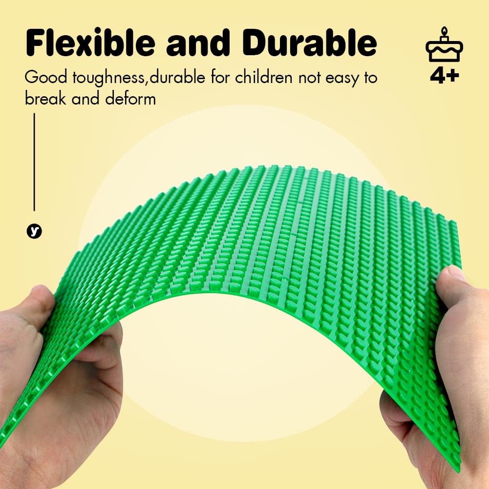 Classic Baseplates Building Plates-10" x 10" Building Boards,100% Compatible with All Major Brands and Activity Table, Creative Platforms Mats for Toy Bricks (Sand, 8 Pack)