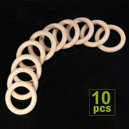 FoDau770 5pcs Natural Beech Wooden Rings, Unfinished Solid Wood Rings Heavy Duty Wood Circles, Macrame Craft Circles for Party, Home Decor & DIY Making - Outer Diameter: 3 Inch