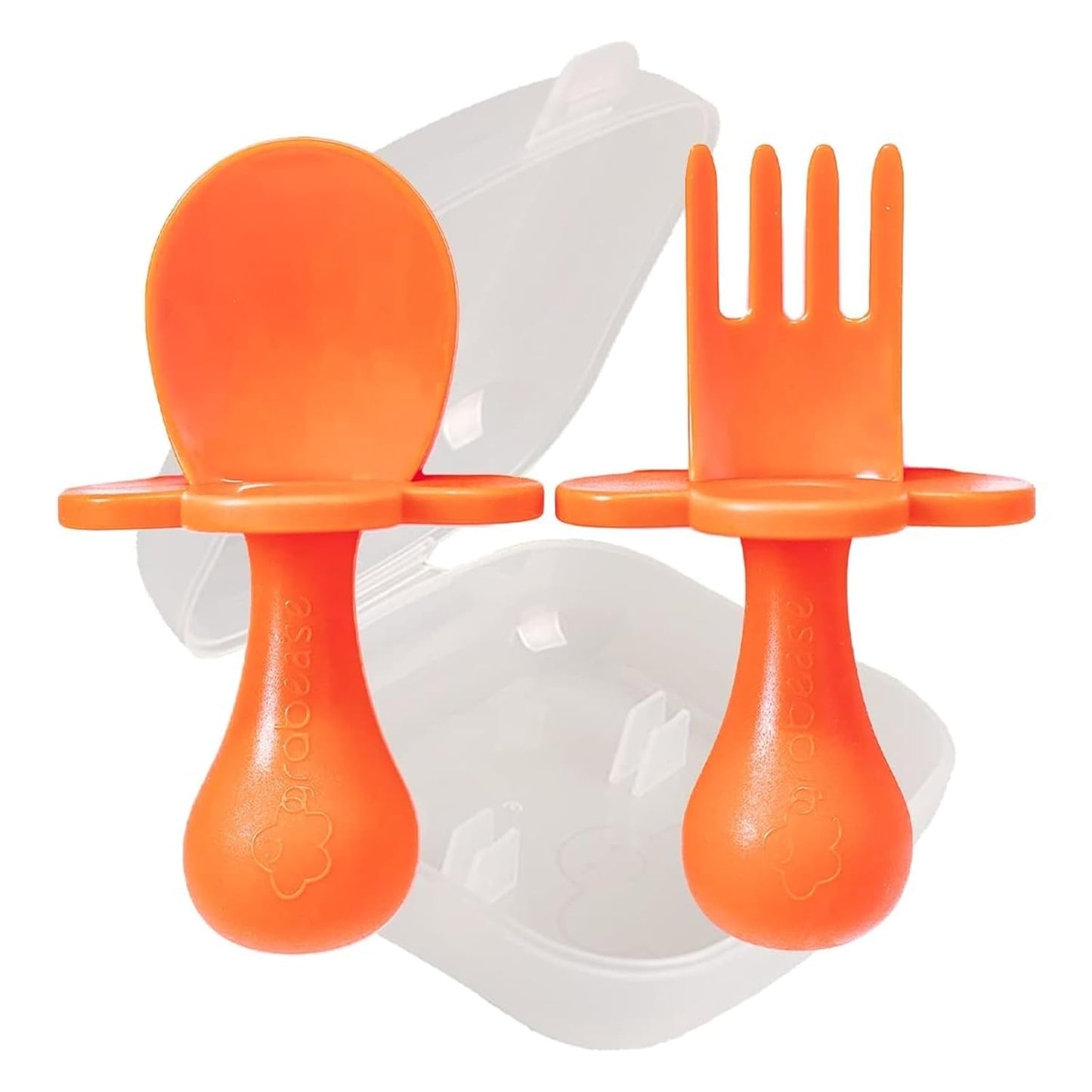 Grabease Baby Feeding Utensils - Anti-Choke Collar & Toddler Fork for Ages 1-3 - Easy-Grip Curved Handle Infant Spoon - Dishwasher-Safe Convenience & Baby Cutlery - Teal