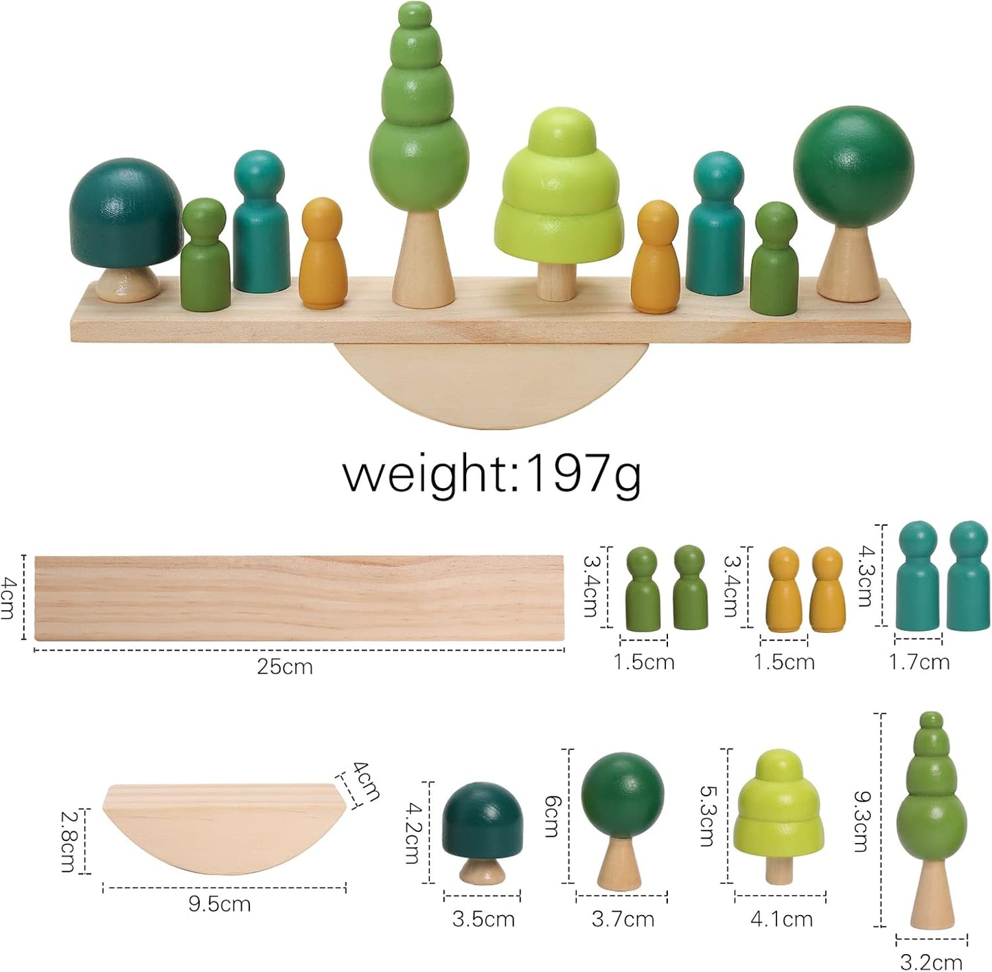 Promise Babe Wooden Baby Toys Balance Counting Toys Math Games Unfinished Wooden Peg Dolls Preschool Learning Educational Montessori Toys for Kids Toddlers