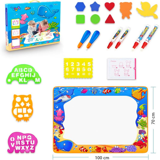 Water Doodle Mat - Kids Painting Writing Doodle Toy Board - Color Doodle Drawing Mat Bring Magic Pens Educational Toys for Age 3 4 5 6 7 8 9 10 11 12 Year Old Girls Boys Age Toddler Gift (Pink)