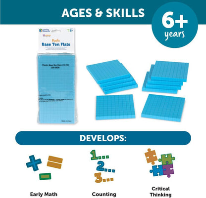Learning Resources Base Ten Blocks Smart Pack - 121 Pieces, Ages 6+, Grades 1+, Math First Grade Games, School Supplies