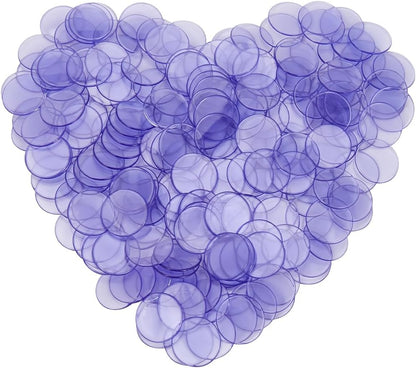 200Pcs Plastic Learning Counters Purple Counting Chips Round Flat Discs Decorative Christmas Ornament Disks Markers Translucent Circles Mosaic Tile for Math Practice Learning School Supplies