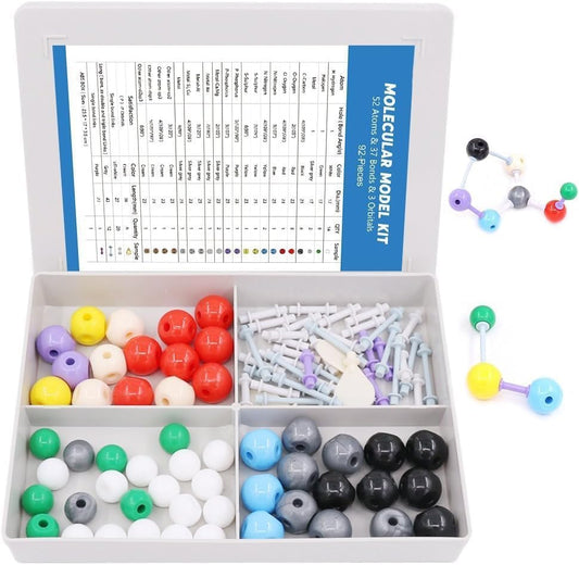Swpeet 125 Pcs Molecular Model Kit for Inorganic & Organic Molecular Model Teacher and 16 Years and Over Student Kit - 54 Atoms & 70 Links & 1 Short Link Remover Tool - Science Toys
