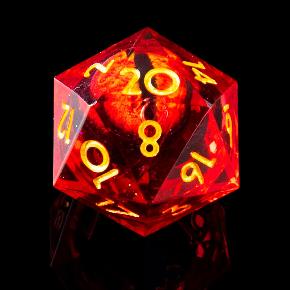 YEMEKO Beholder'S Eye D20 Dice Dragon Eye DND 22MM Single with Resin Sharp Edge 20 Sided D&D Handmade Polyhedral for Dungeons and Dragons, RPG, Roleplaying Games MTG Table Games(Blue Gold)