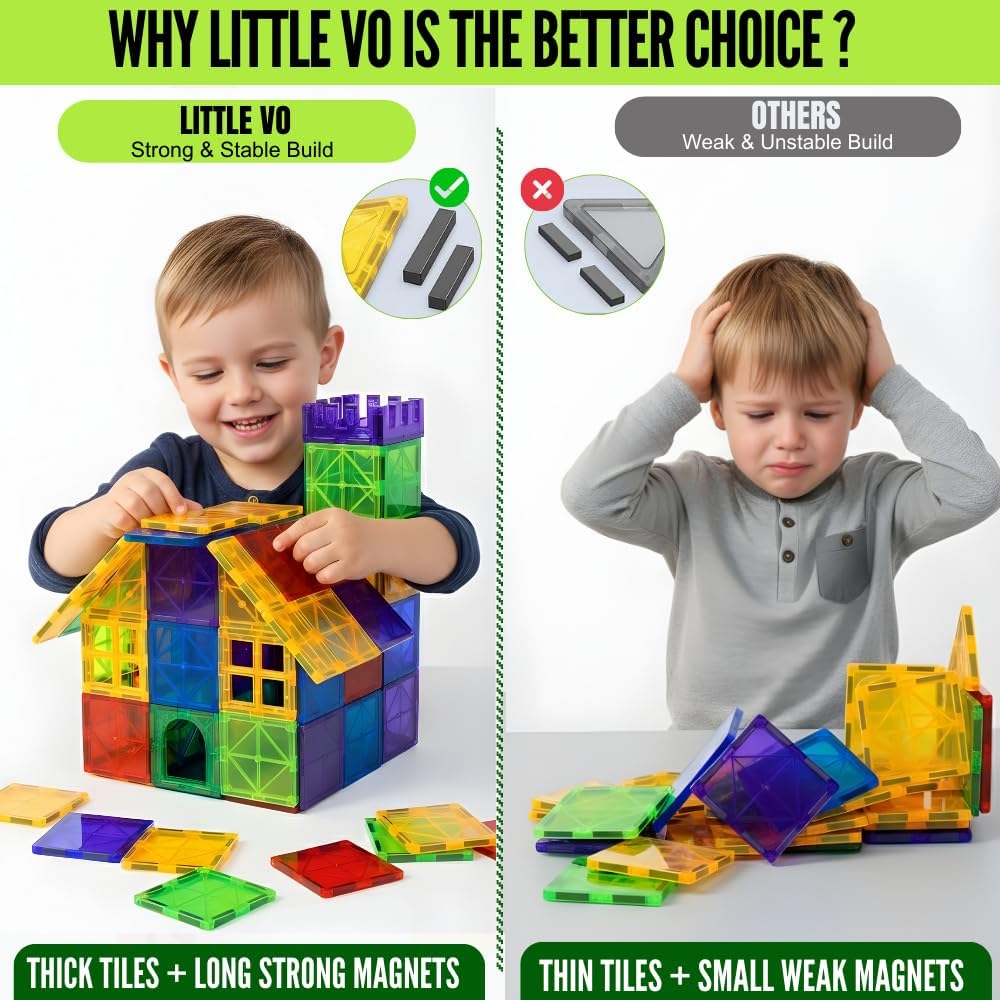 Magnetic Tiles 100 pcs with 2 Cars, STEM Building Blocks for Kids, Educational Gift, Magnet Construction Toys for Toddlers, School Teacher Supplies, Classroom Must-Haves
