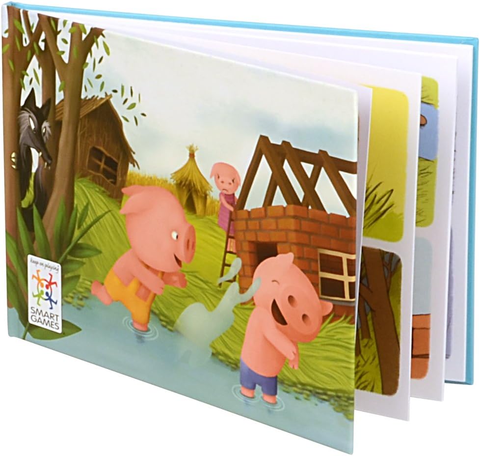 SmartGames Three Little Piggies – Preschool Logic Puzzle Game with 48 Challenges and Storybook – Educational Fairy Tale Puzzle for Kids Ages 3+ to Develop Spatial Reasoning and Problem-Solving Skills