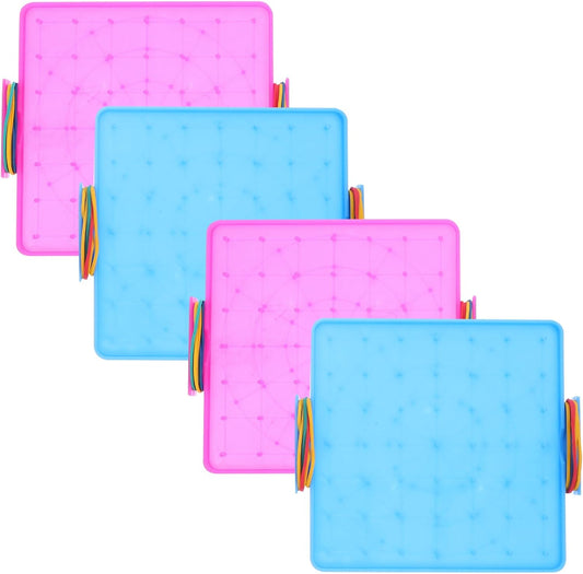 Kisangel 4pcs Nail Board Educational Pegboard, Double-Sided Geoboard Learning Tools for Elementary Math Classroom Use, 6.88X6.29 Inches