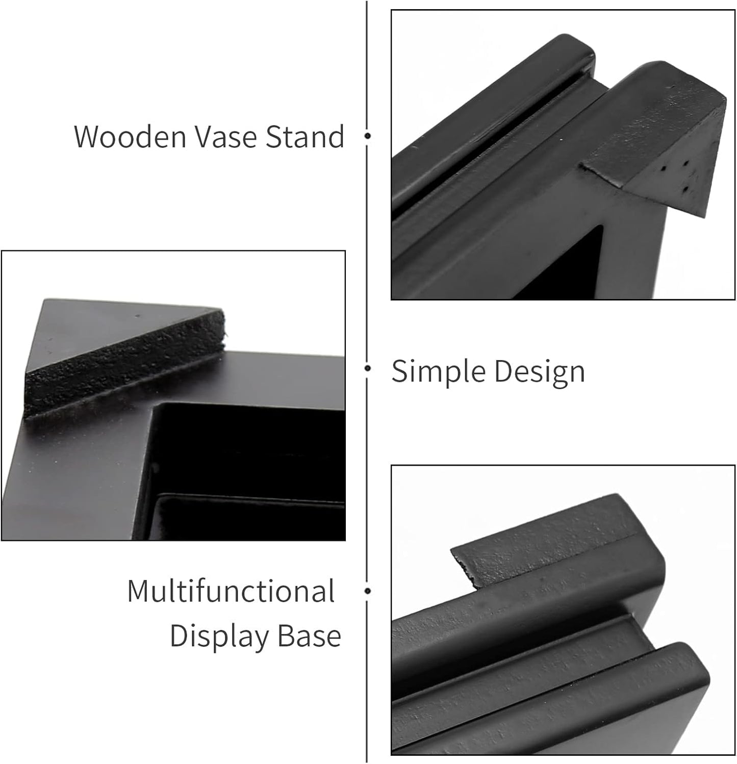 MDEOOSKY Wooden Display Stand Rectangle Wood Display Base Display Risers Rectangle Vase Riser Teapot Aquarium Lamp Base Home Decoration 10.24" W x 8.86" D x 1.69" H (Black)