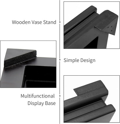 MDEOOSKY Wooden Display Stand Rectangle Wood Display Base Display Risers Rectangle Vase Riser Teapot Aquarium Lamp Base Home Decoration 10.24" W x 8.86" D x 1.69" H (Black)