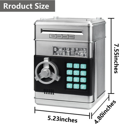 HUSAN Piggy Banks Money Banks for Kids, Electronic Password Code Money Banks ATM Banks Box Coin Bank for Children Boys and Girls (Grey Bue)
