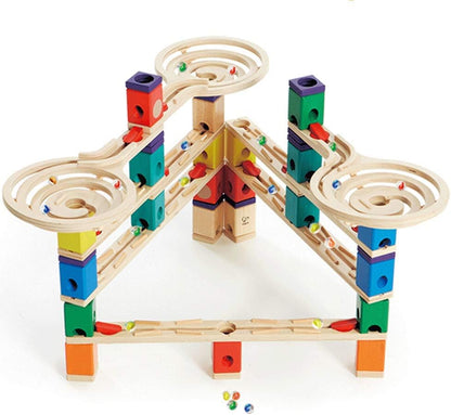 Hape Wooden Quadrilla Marble Run Vertigo Construction with Instruction| 134-PIECE STEM Educational Learning Toys for Kids