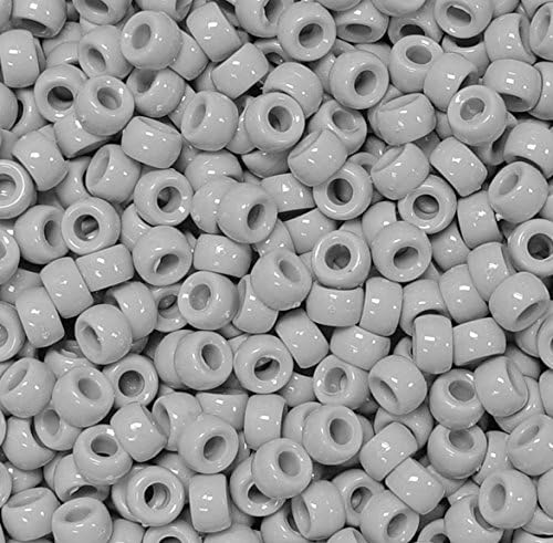 JOLLY STORE Crafts - Mini Pony Beads, Easy-to-Use Reusable Jewelry-Making/Bracelet Beads for Art, Craft Decorations & More, 6.5 x 4mm Beads, Crafted in The USA, Opaque Grey, 1000 pcs (Pack of 1)