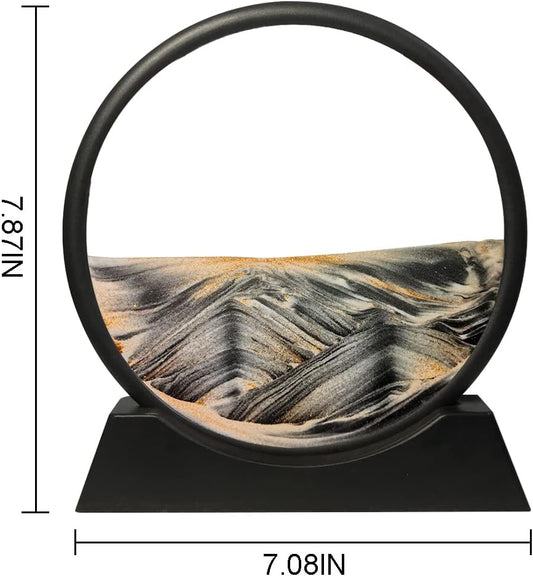 Muyan Moving Sand Art Picture Sandscapes in Motion Round Glass 3D Deep Sea Sand Art for Adult Kid Large Desktop Art Toys (Purple, 7 Inch)
