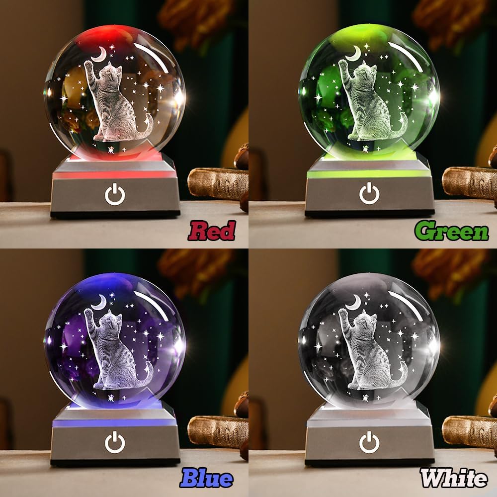 3D Solar System Crystal Ball Universe Glass Ball Space Astronomy Gift Planets Model Science Astrophysics Gifts Solar System Night Light Glass Globe Decor with 12 Colorful Modes Light Base