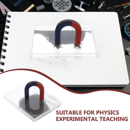 Scientific Iron Filings Box, 3.69X2.75in Metal Powder Box Simulates Magnetic Field Demonstrator, Magnetic Flux Lines Depiction Experiment Physics Electromagnetism Teaching Instrument