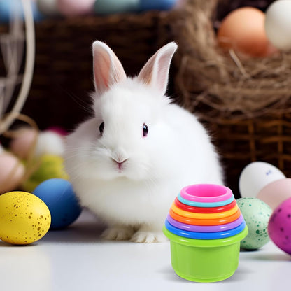 Garneck 8pcs Plastic Nesting Toys for Rabbits Bunny Cups Stacking Cups for Toddlers Safe Food-Grade Material for Hiding Food