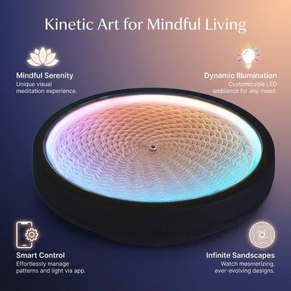 Haihomebest Automatic Zen Drift Sandscape – App-Controlled Sand Drawing with DIY Pattern Design, LED Ambient Light & Moving Sand Display for Creative Home Decor
