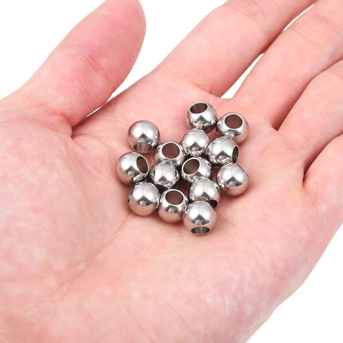 BEADIA Stainless Steel Spacer Beads 3x2.5mm Round Loose Charm Caps Beads for DIY Jewelry Making 100pcs with 1mm Hole