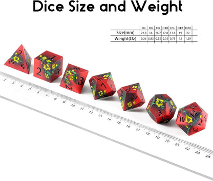 DnDnD Heavy Polyhedral Metal Dice Set with Metal Box, 7-die Shiny Blue Surface with Golden Number for RPG,Dungeons and Dragons,Pathfinder,Shadowrun,D&D,Role Palying Game and Math Teaching - Colors B