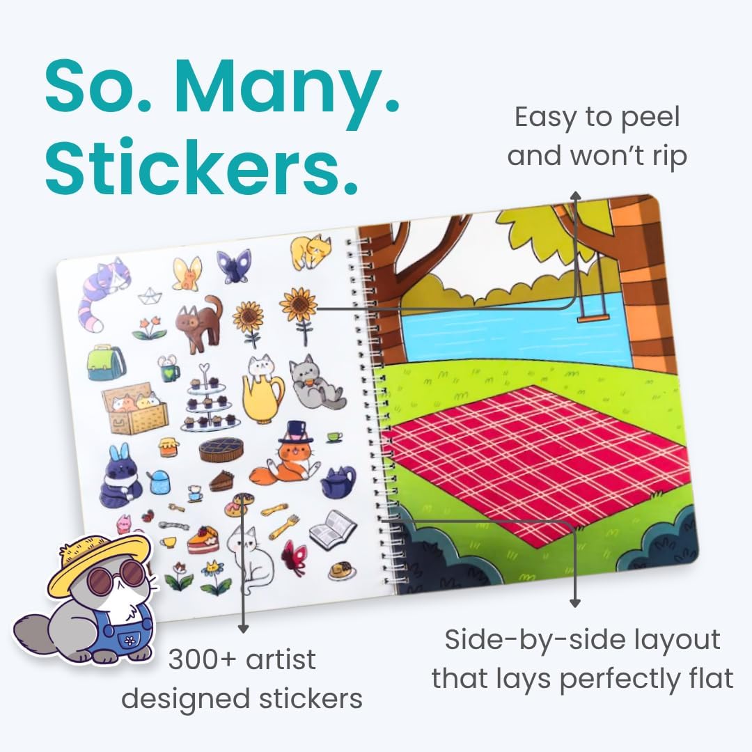 Animals Habitat 500+ Kids Sticker Book by Cupkin Toddler Airplane Travel Activity Coloring and Sticker Book, Road Trip Essentials, 12 Coloring Pages + 12 Scenes for Ages 2–8 Years - Colors A
