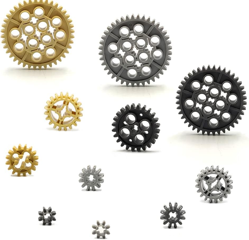 dspitwod Technical Gears Axle Pin Connectors - Rubble Wheels Connectors Rack Gear Screw Track Building Brick Pieces Sets Compatible with Major Brand STEM Learning Kits for Kids Age 8-14 Years