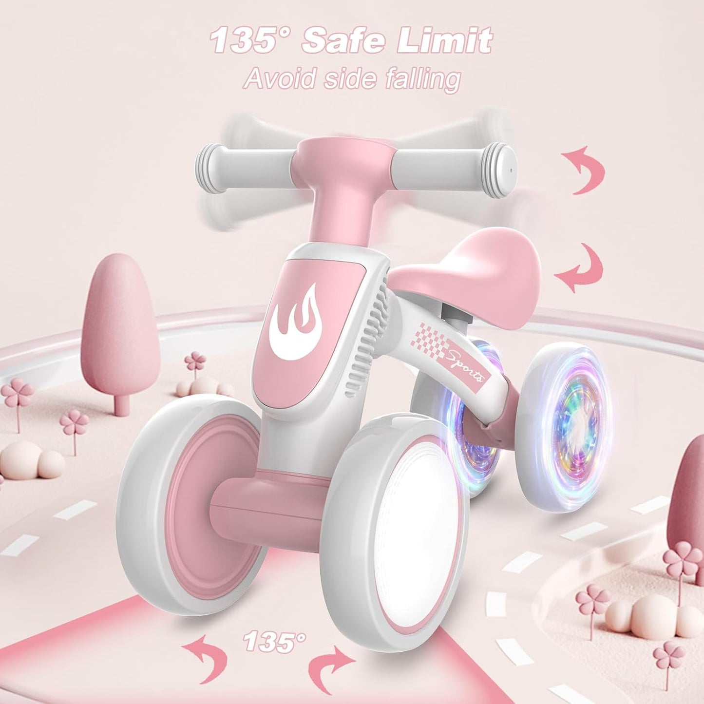 Colorful Lighting Baby Balance Bike Toys for 1 Year Old Boy Gifts, 10-36 Month Toddler Balance Bike, No Pedal 4 Silence Wheels & Soft Seat First Bike, One Year Old Boy Birthday Gift.
