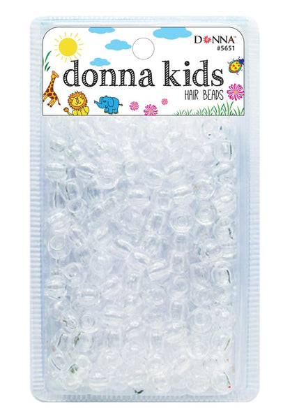 DONNA Kids Hair Beads 12 mm (170 pcs) – Clear Pearl Pony Beads with Threading Tool – Fun Braiding & Craft Accessories for Girls