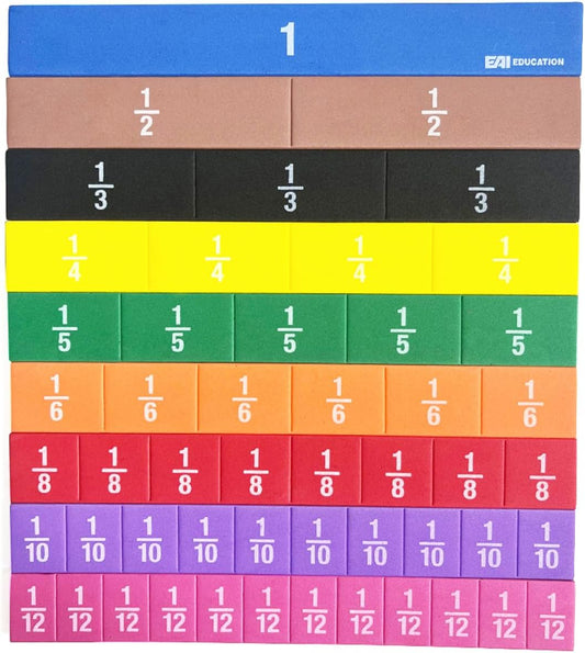EAI Education QuietShape® Foam Fraction Tiles: Numbered - Set of 51
