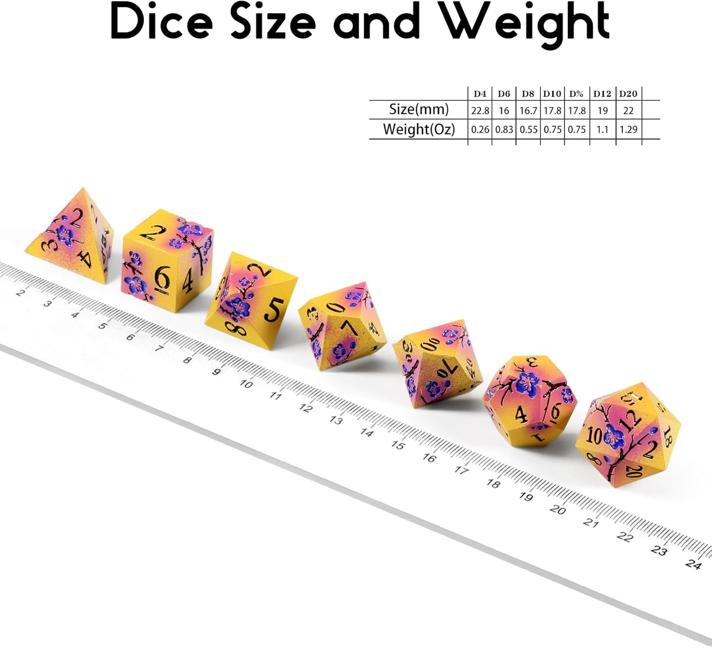 DnDnD Heavy Polyhedral Metal Dice Set with Metal Box, 7-die Shiny Blue Surface with Golden Number for RPG,Dungeons and Dragons,Pathfinder,Shadowrun,D&D,Role Palying Game and Math Teaching - Colors A