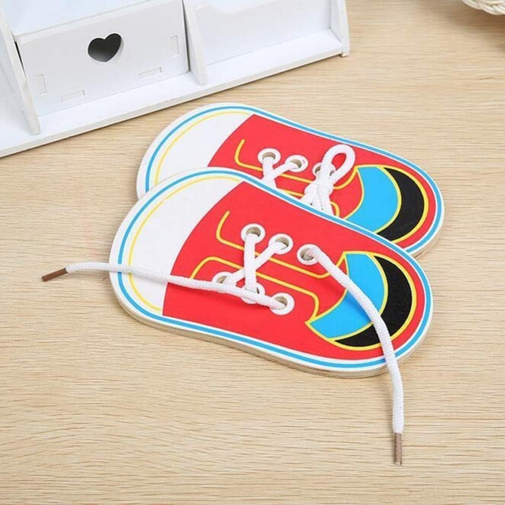 Shoe Tying Practice, Wooden Learn to Tie Your Own Shoes Threading Lacing Shoes Training Early Learning Kits, Decorative Accessories