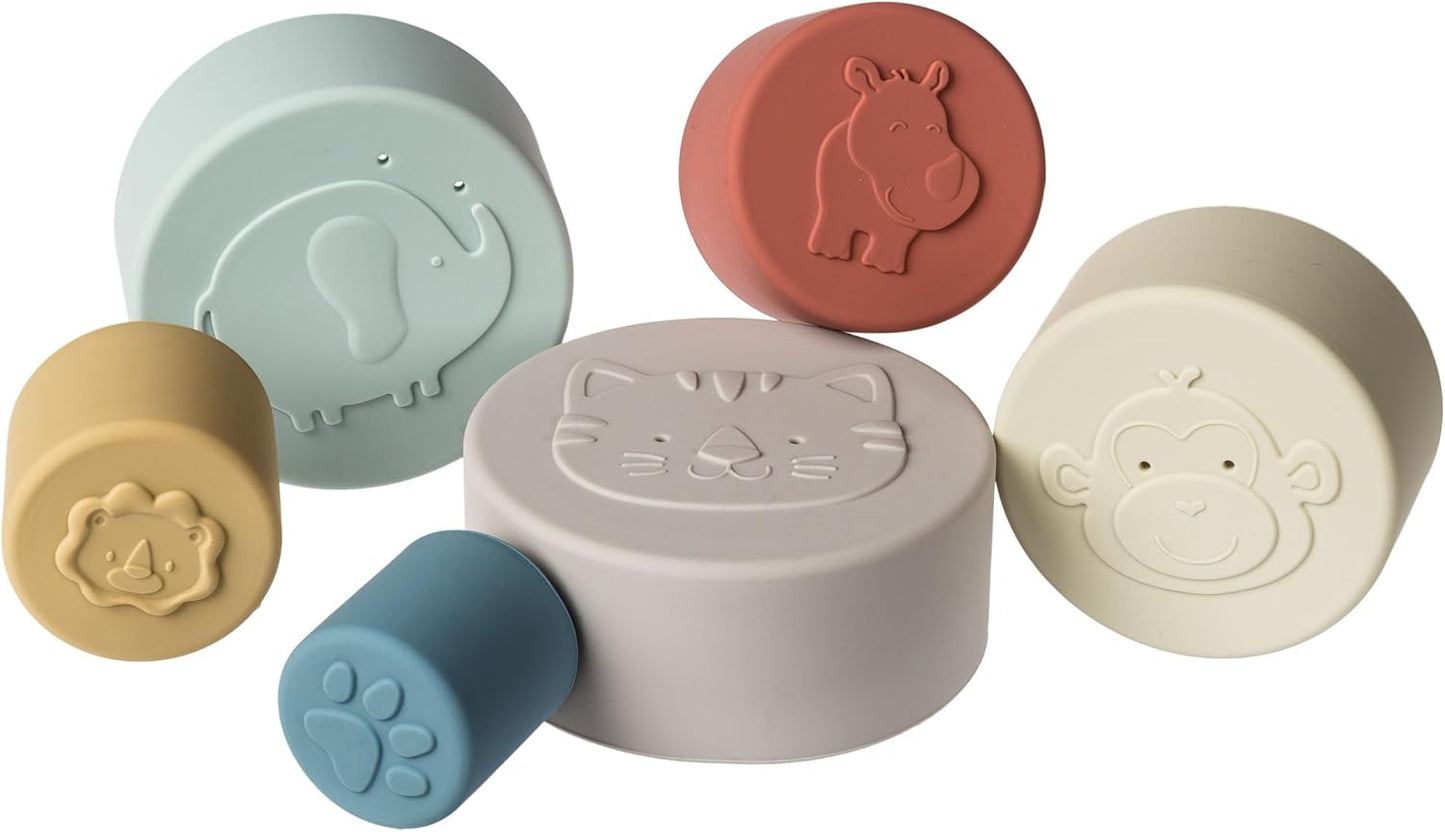 Mary Meyer Baby and Toddler Toys Simply Silicone Stacking Cups for 6+ Months Old Preschool Gifts, 9-Inches, Stars