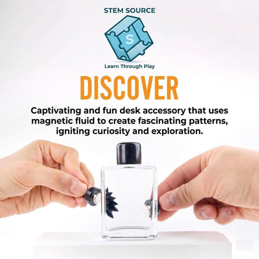 Ferrofluid Magnetic Display – Science Education Magnetism Kit – Interactive Liquid Metal Physics Demonstration – Executive Desk Décor with Neodymium Magnets – STEM Learning Tool