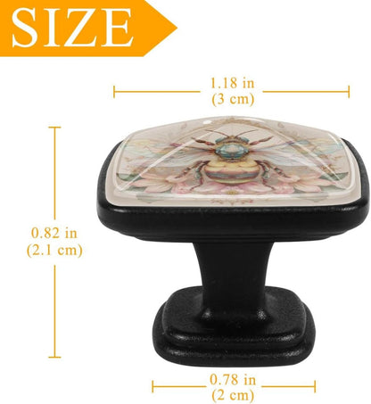 4 Pack Cabinet Knobs Drawer Pulls, 30mm Round ABS Glass Drawer Hardware Growing Purple Butterflies Cabinet Handles with Screws for Dressers Kitchens Cupboard