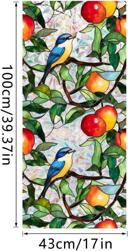 Flower Stained Glass Window Film Decorative Static Cling Stickers Sun Blocking Privacy Decals for Home Car White Lily