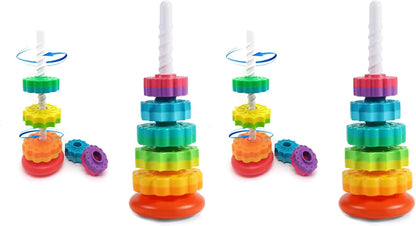 LUCKFUTURE Educational Spinning Stacking Toys, Rainbow Stacking Rings Baby Toy, Montessori Sensory Learning Toy for Girls and Boys Toddlers Toys for 1-3 Year Old