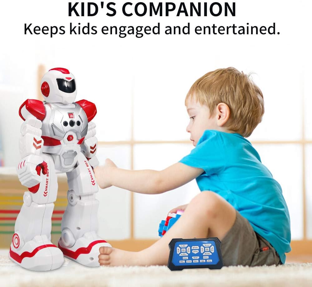 Remote Control Robot for Kids,Intellectual Gesture Sensor Programmable Robots with Infrared Controller Early Education Toys can Dance Sing Walk,Best Gift for Children (Blue/White)