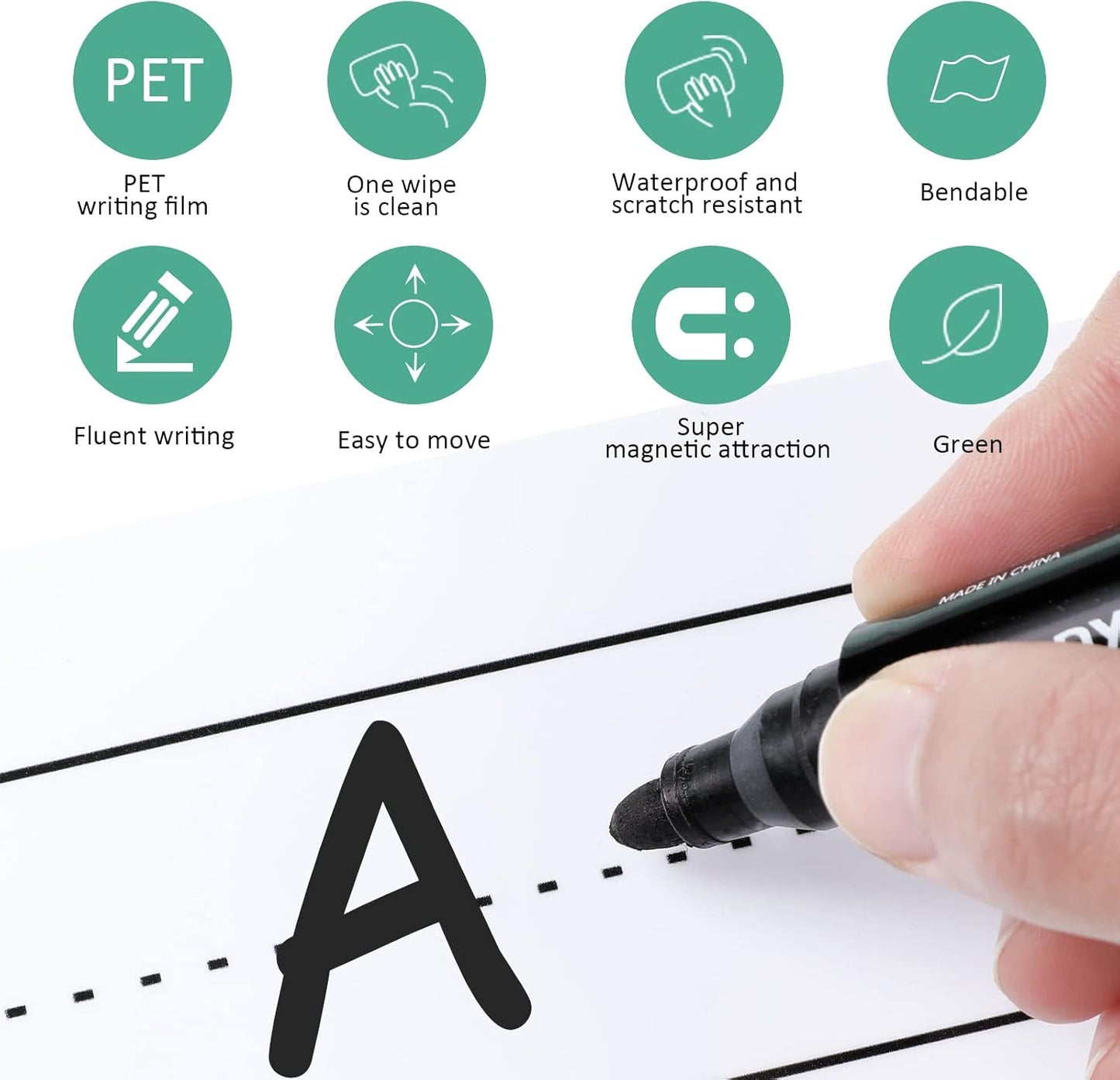 Chinco 5 Pcs Magnetic Sentence Strips for Teacher 24x3 Inch Magnetic Dry Erase Sentence Strips Lined Erasable Tape Reusable Classroom Learning Tool for Whiteboard Classroom Teacher Magnet Tools