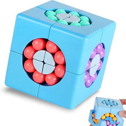 YUDANSI Magic Bean Puzzle Toy, Rotating Magic Bean & Fidget Cube 2-in-1, Rotating Magical Cube Fidgets Gift for Kids Boys Girls Age 3+, 5-7, 8-12, Brain Teaser Fingertip Toys for Teens Adults