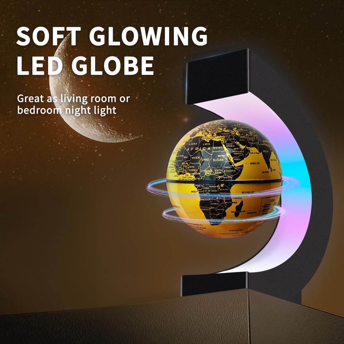Magnetic Levitating Floating Globe with LED Lights, Cool Tech Gadgets Gifts World Globe Lamp for Men Father Teenage Boys Girls, Birthday Gifts Office Home Desk Decor Display