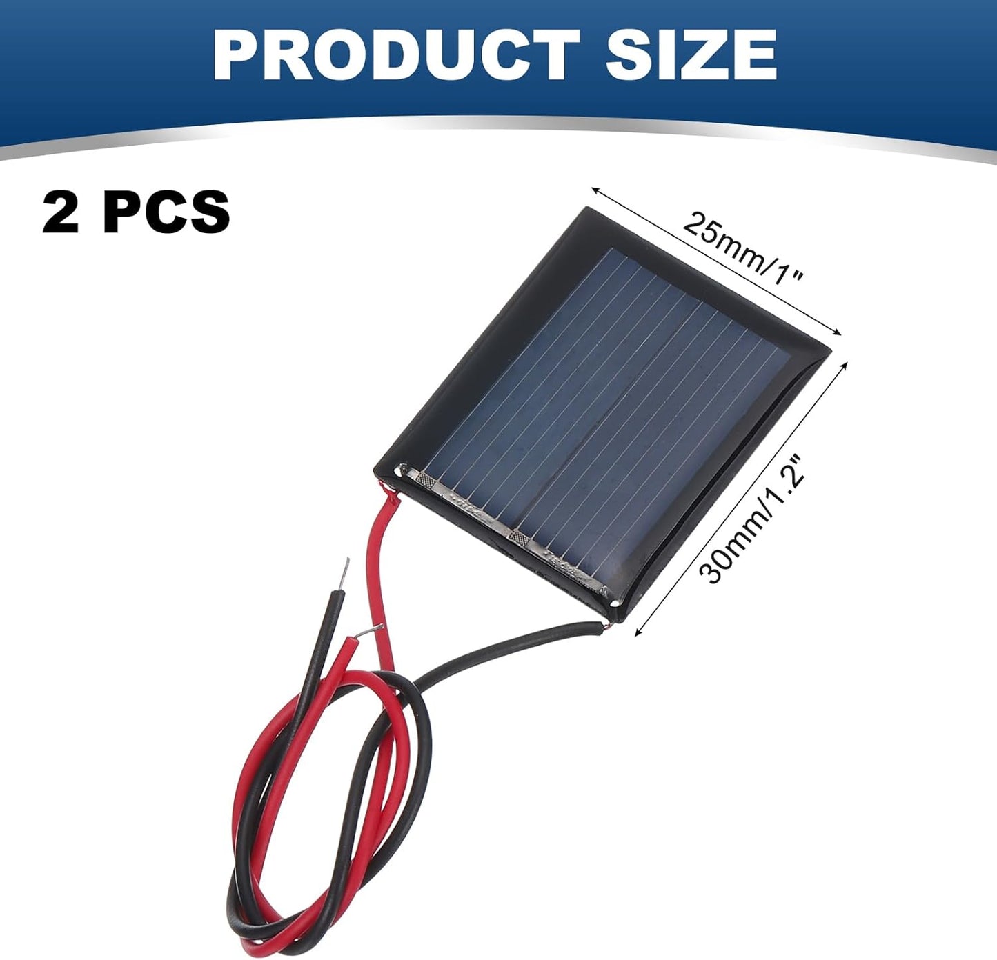 MECCANIXITY 2 Pcs 5.5V 0.44W 70mA Mini Solar Panels, Small Polycrystalline Solar Cell Panel with 2 Cable for DIY Electric Toy Materials Kits Charger, 60mm x 60mm