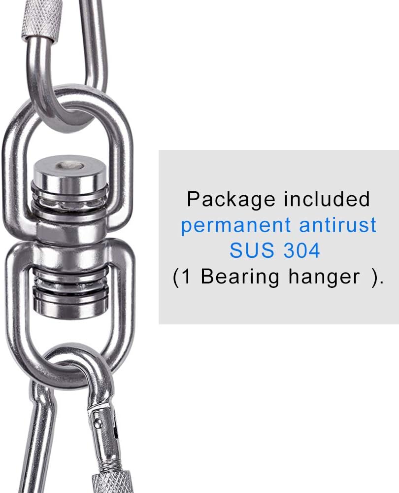 SELEWARE Silent Bearing Swing Swivel, 360° Rotational Device Hanging Accessory with Removeable Buckle for Tree Swing, Hammock Chair, Climbing Rope, Yoga, Kids Swing Swivel 1200LB Capacity, 2 Pack