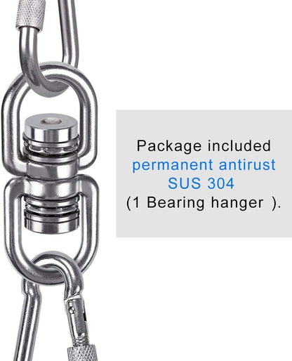 SELEWARE Silent Bearing Swing Swivel, 360° Rotational Device Hanging Accessory with Removeable Buckle for Tree Swing, Hammock Chair, Climbing Rope, Yoga, Kids Swing Swivel 1200LB Capacity, 2 Pack