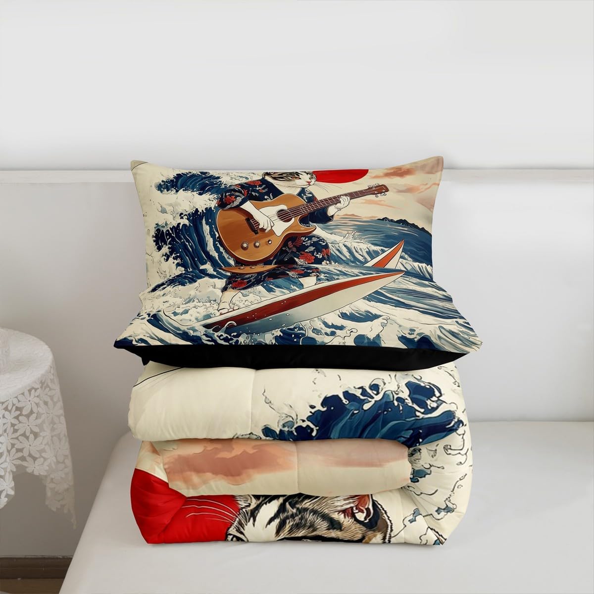 Erosebridal Drum Kit 3D Print Kids Comforter Sets Rock Music Themed Full Bedding Set for Boys Girls Musical Pattern Comforter Set,Colorful Retro Style Quilt Duvet 3 Pcs