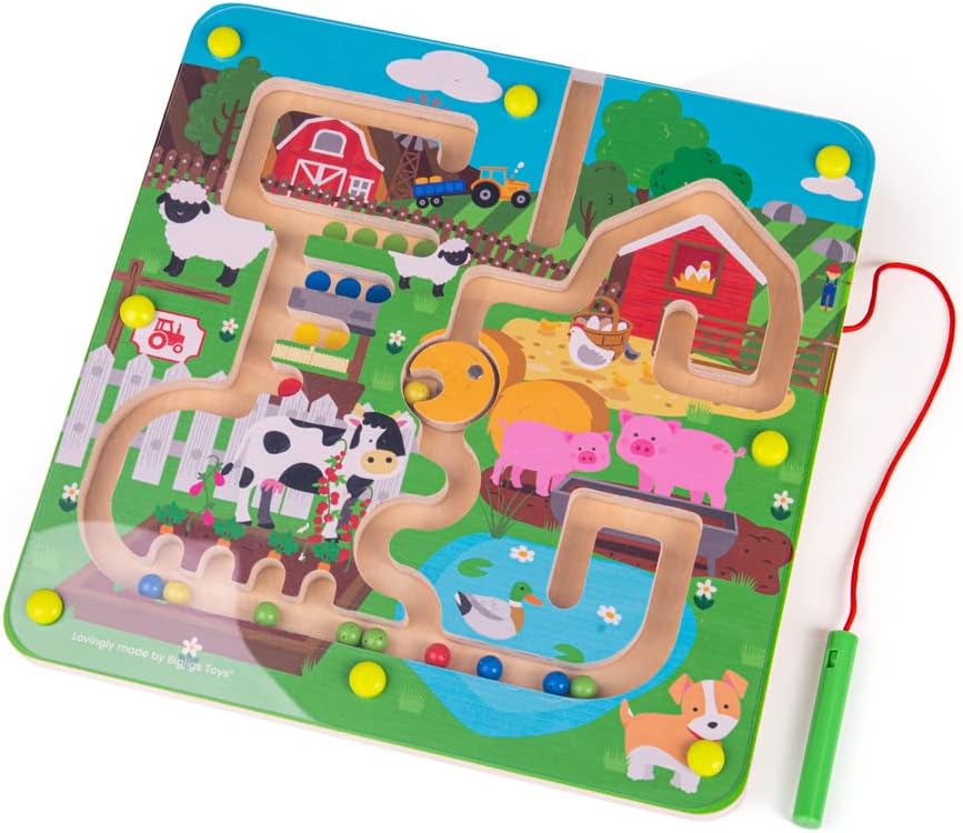 Bigjigs Toys, Farmyard Maze Puzzle, Wooden Toys, Wooden Puzzle, Jigsaw for 3 4 5 Year Olds, Children's Puzzles