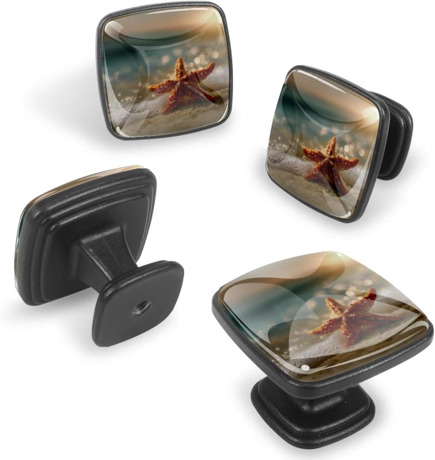 4 Pack Cabinet Knobs Drawer Pulls, 30mm Round ABS Glass Drawer Hardware Growing Butterfly Cabinet Handles with Screws for Dressers Kitchens Cupboard
